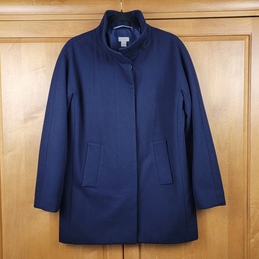 J. Crew Navy Wool Blend Single Breasted Button Front Short Coat - 6